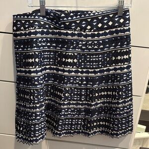 J. Crew Navy and White Geometric Mini Skirt